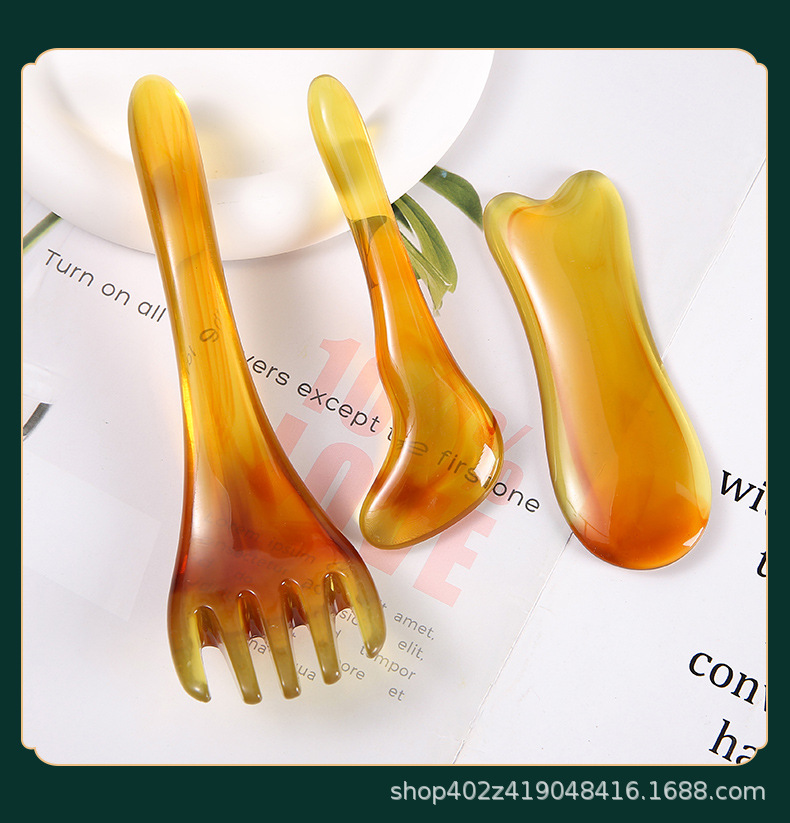 Resin Gua Sha 8 Piece Set Meridian Massage Tool Kit with Gua Sha Board Comb and Body Brush for Wellness Care preparation