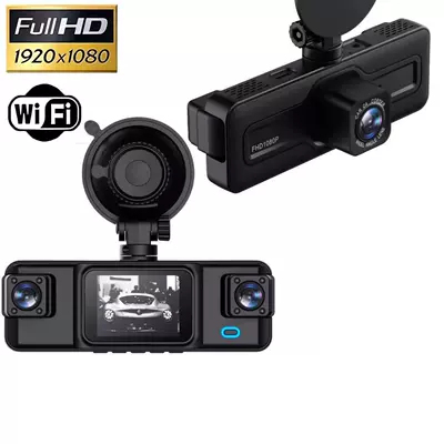 New cross-border dashcam with HD 1080 four-camera recording, WiFi mobile phone connectivity, reversing image, night vision, and four lenses (Driving recorder) - three-lens-wifi-version