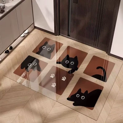 Mat Entrance Home Entrance Door | Avtomobil döşəmə paspasları - meow-meow-qi-soft-glass-floor-mat-6090cm