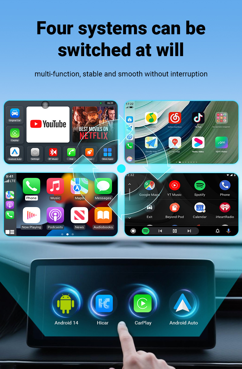Xuda Car 5-in-1 Apple Carplay Adapter Wired to Wireless HDMI Output Car-Machine Interconnection Box