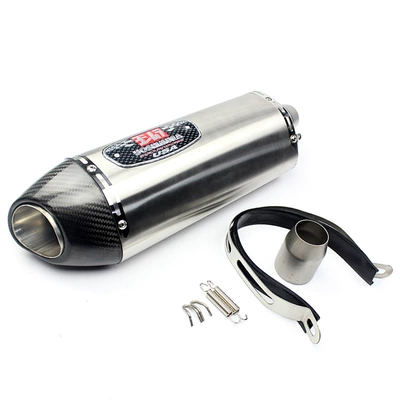 MT07 R3 GSX250R Kawasaki, Motorcycle exhaust pipe - silver-true-carbon-head
