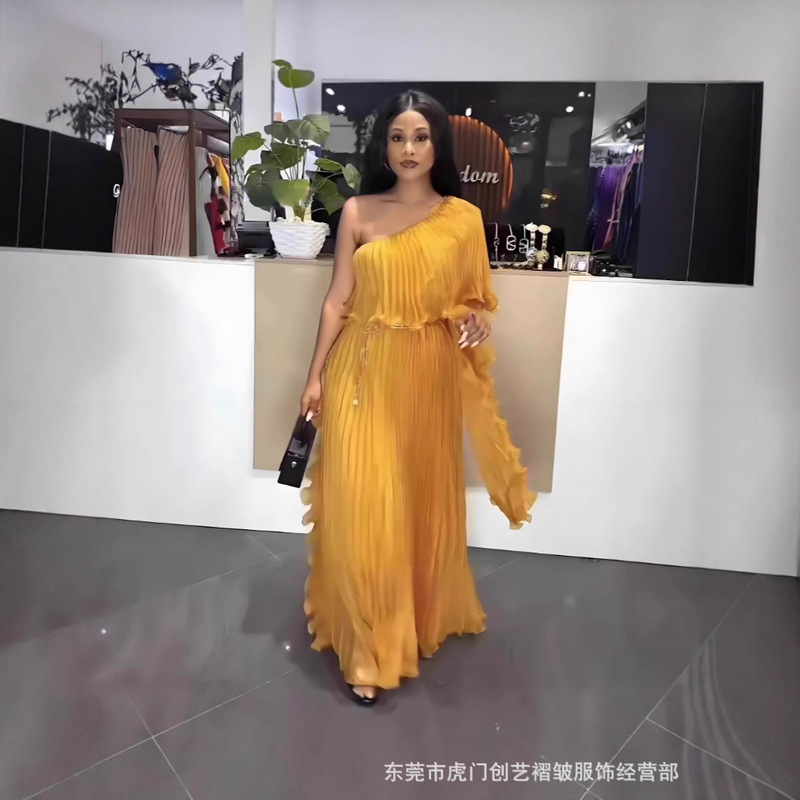 Miyake Evening Dress Cross-Border Plus Size Dress 2025 Hot New Style Handmade Pleated Elegant Dress Long Skirt for Women