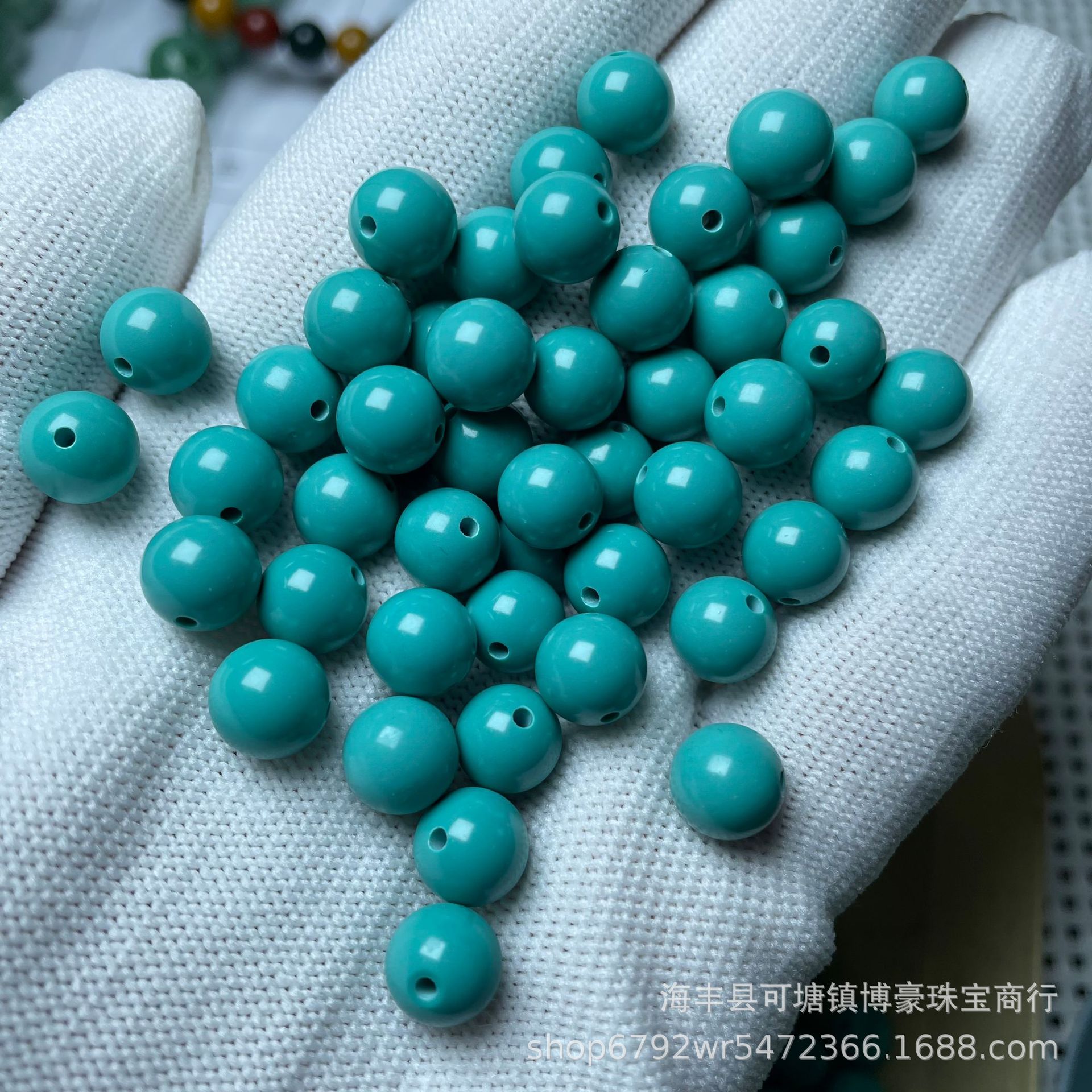 菱镁矿绿松石高瓷圆珠老型珠一体三通蓝绿单珠散珠配饰厂家批发