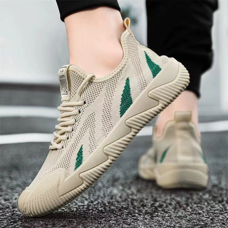 Дропшиппинг мужской повседневной обуви с вязаным верхом, дышащей и легкой спортивной обуви, мужской трансграничной мужской обуви, универсальной тканевой обуви оптом.