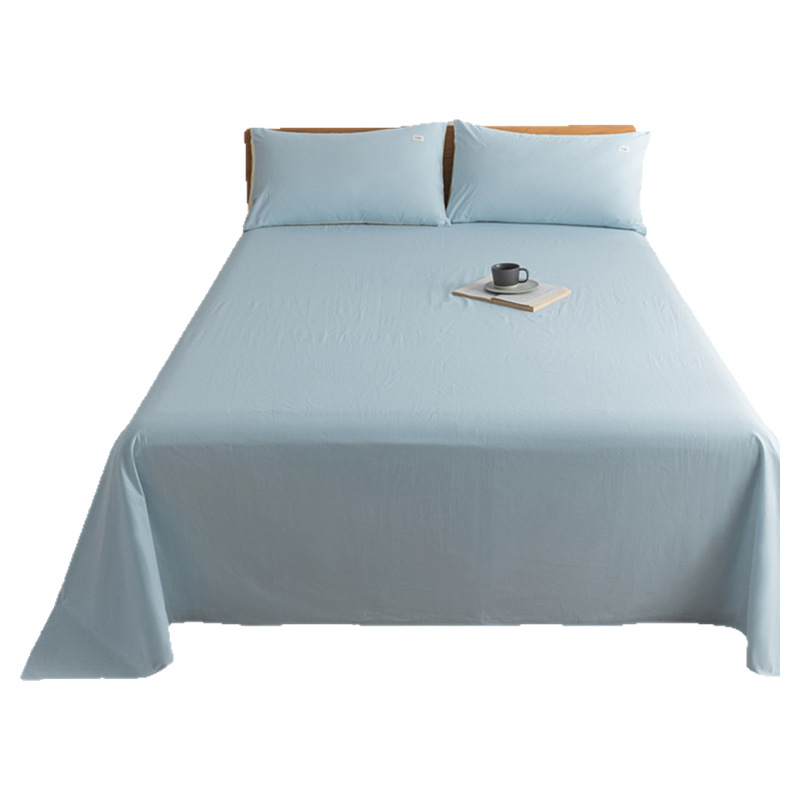 Sábanas engrosadas de algodón puro pieza única 100 algodón nuevo dormitorio de estudiantes azul edredón para dormir desnudo juego de tres piezas de funda de almohada individual