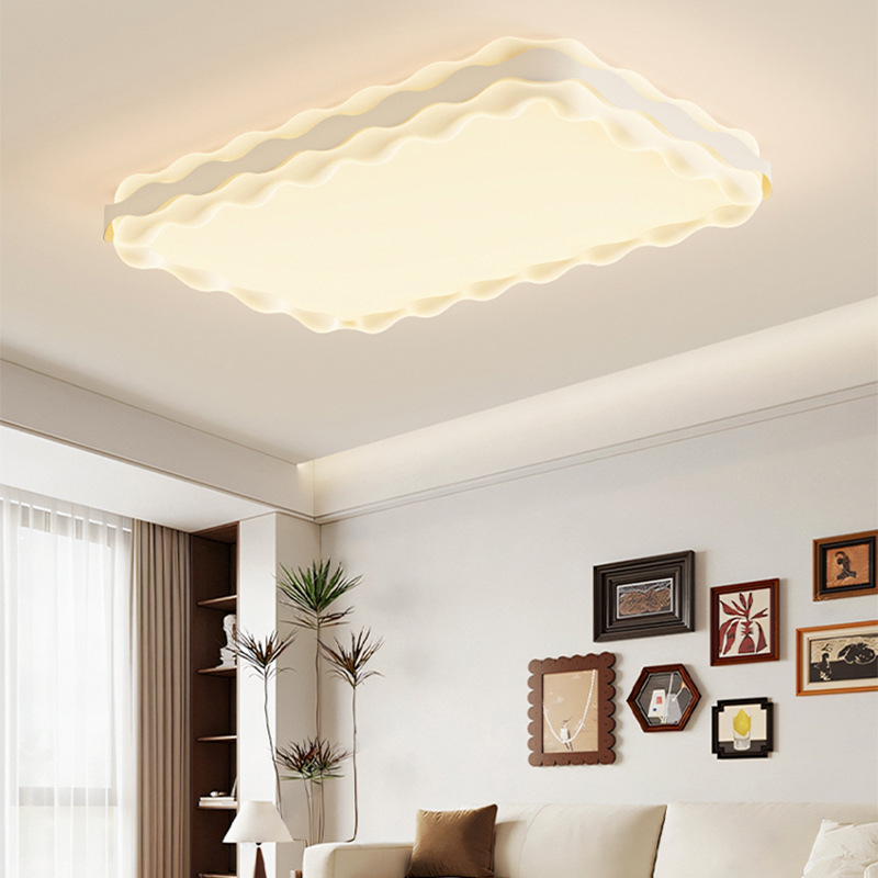 Luz de sala de estar moderna y simple nórdica crema viento ambiente cálido sensación de luz de dormitorio de espectro completo protección de ojos pasillo luz de techo