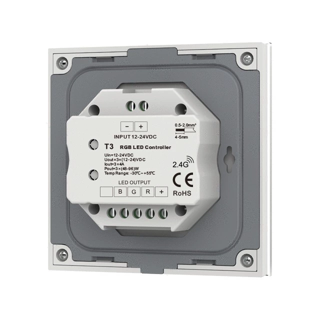 Контроллер кольцевой сенсорной панели RGB T3, 12–24V DC, 3-ходовой * 4A, радиочастотный
