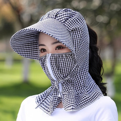 夏用防塵・日焼け止め通気性マスク、顔と首を覆う帽子、サイクリング用サンシェード、紫外線防止、屋外用日よけ茶摘み帽子