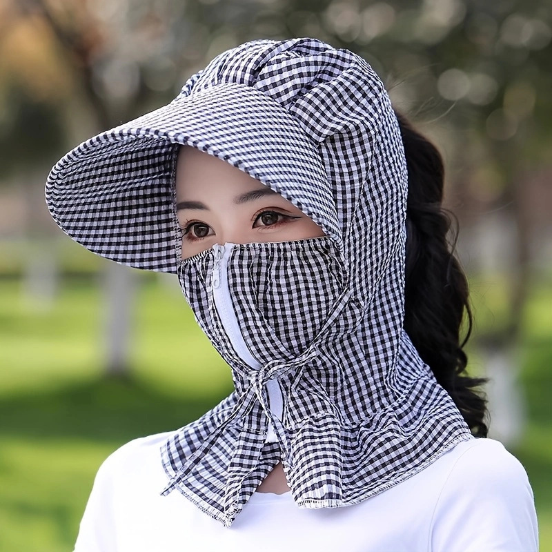 夏用防塵・日焼け止め通気性マスク、顔と首を覆う帽子、サイクリング用サンシェード、紫外線防止、屋外用日よけ茶摘み帽子|undefined