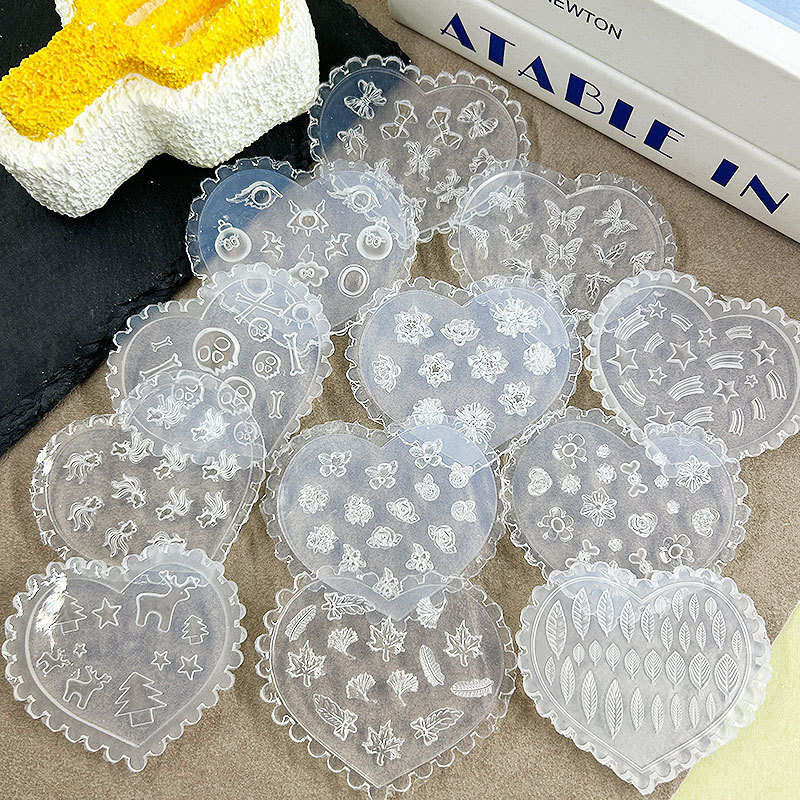 跨境爆款浮雕美甲装饰模具DIY滴胶美甲ins雕花胶蝴蝶金鱼指甲装饰|undefined