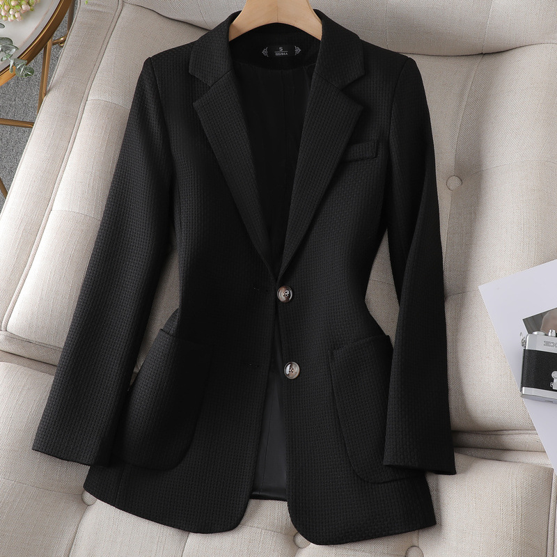 Women's Slim-Fit Green Blazer – Korean-Inspired Office Jacket, Single-Breasted Professional Wear With Modern Tailoring (White/Black/Green, S-4XL)_voghion.com