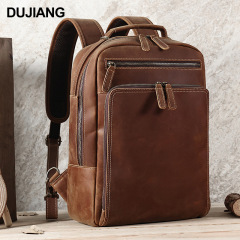 クロスボーダーレトロ本革ハイエンドバックパッククレイジーホーススキン 15.6inch コンピュータバッグ大容量旅行バックパック