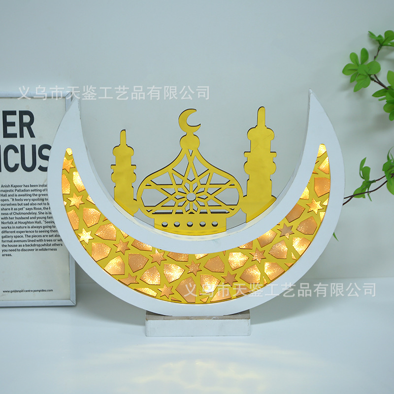 厂家直销新款节日LED灯摆件 月亮挂饰木挂饰家居装饰品挂件工艺品|undefined