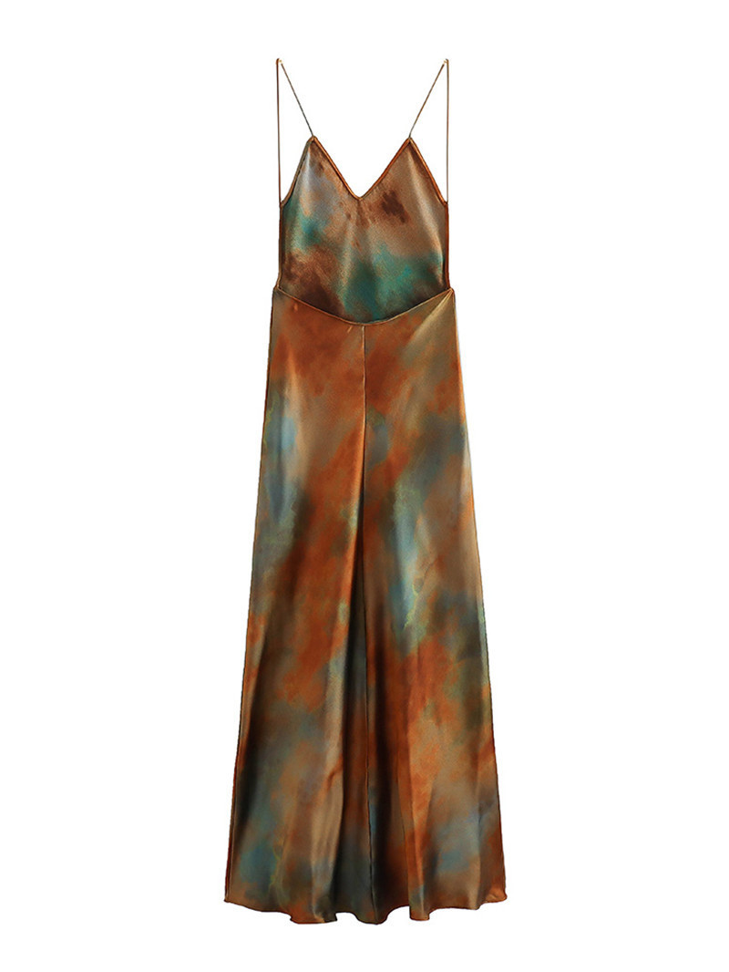 Tie Dye Pattern Wholesale Women's Sexy Streetwear Backless Tie Dye Holiday Beach Strap Sleeveless Strap Dress