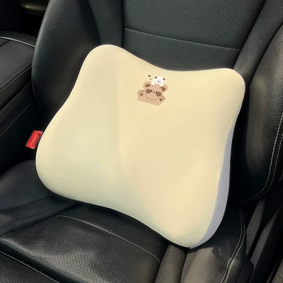 Car Summer Cooling Seat Cushion Seat cushion, seat cover - beige-grey-color-combinationgreeting-bear-memory-foam-lumbar-support