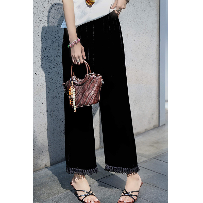 088 Black Silk Velvet Cropped Pants, Sizes S m L XL Xxl, Nanyou Wholesale, No Returns or Exchanges!