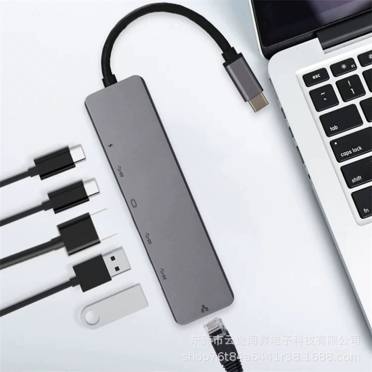 Док-станция Type-C с USB-хаб + HDMI + сетевая карта + PD, подходит для Switch, шесть в одном