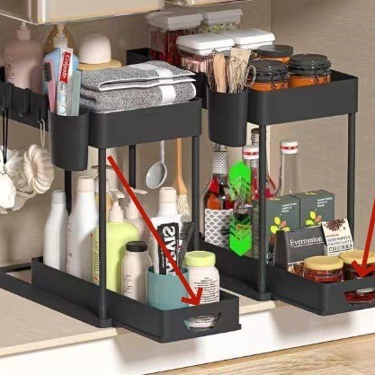 Transfronterizo TEMU Amazon estante de almacenamiento deslizante estante de almacenamiento tipo extracción estante de almacenamiento de lavabo de cocina de baño