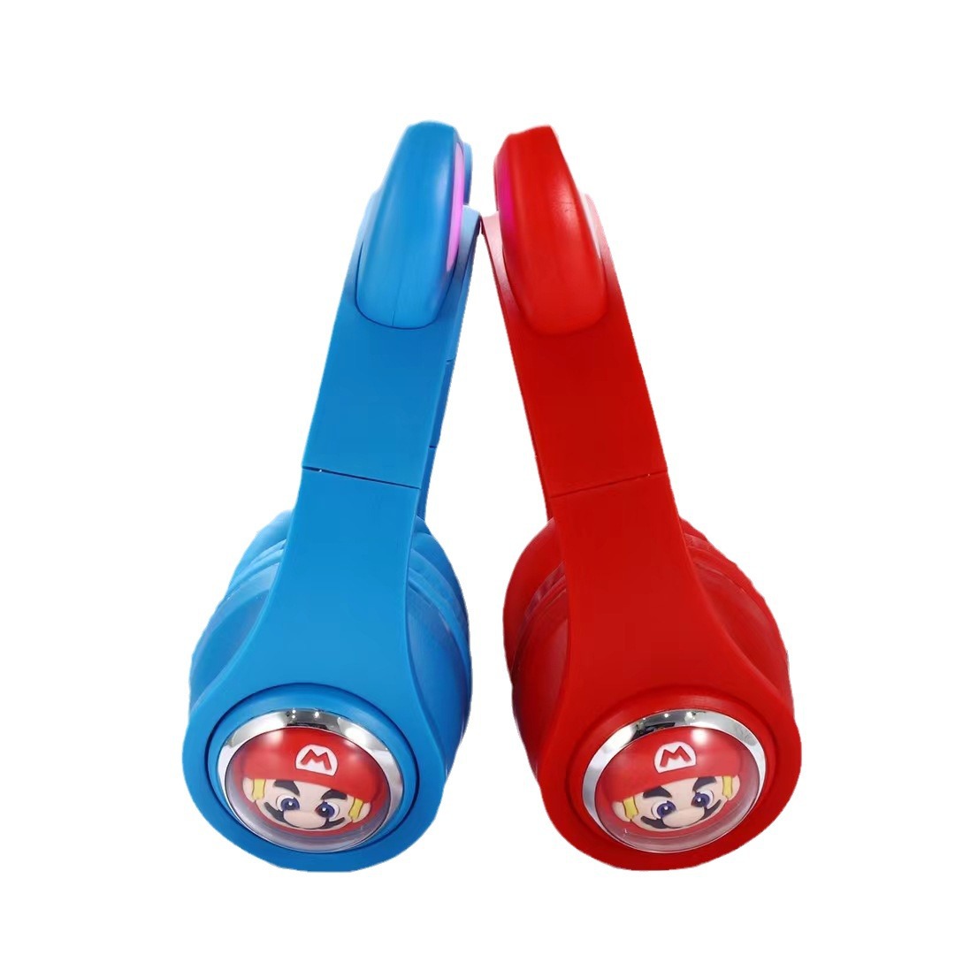 Comercio exterior AH-803Q oídos de gato Mario auriculares Bluetooth inalámbricos auriculares estéreo plegables de dibujos animados image 5