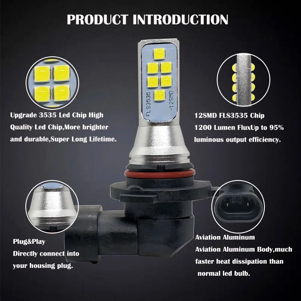 Cross-Border Automotive High-Brightness Front Fog Lights H11 3030 12Smd Led Anti-Fog Lights H4 H7 9005 Headlights