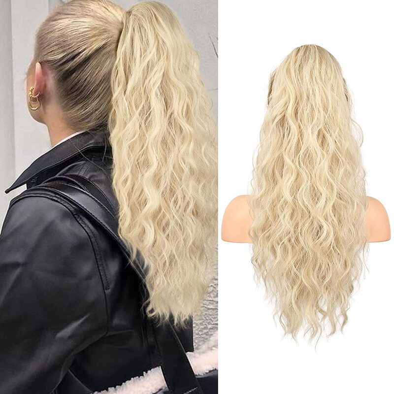 80g Magic Tape Ponytail Drawstring Real Human Hair Extensions Wig Foreign Trade Style Multiple Colors Available Curly Hair Strands