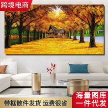 跨境货源速卖通 amazon 现代装饰画枫树林喷绘油画画芯一件代发33