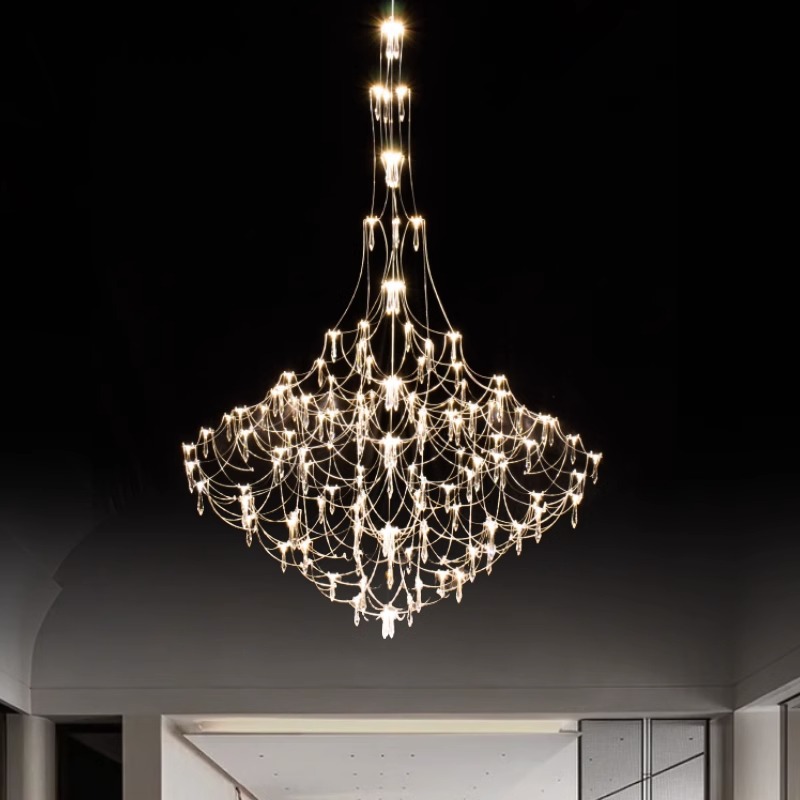 Hotel large overhead chandelier Italian villa model room duplex building sales department staircase designer LED lighting