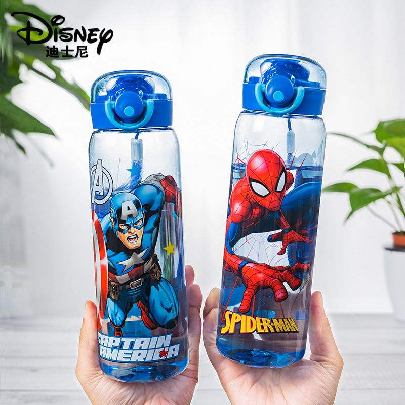 Детская бутылка для воды Disney, пластиковая бутылка из тритана для учеников начальной школы, бутылка для прямого питья, летний сезон, защита от падений, портативная, оптом.