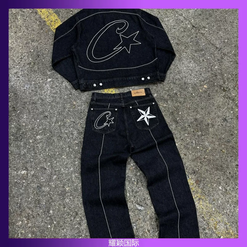 (Cross-border trading), denim set, jacket, summer jeans, oversize