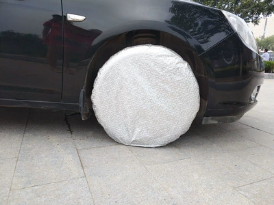 Car tire cover/sun protection tire cover/rainproof, frostproof, dog urine-proof, and construction-proof spare tire cover (Spare wheel cover) - aluminum-film-backing-regular-fleece-lined-version-1-piece