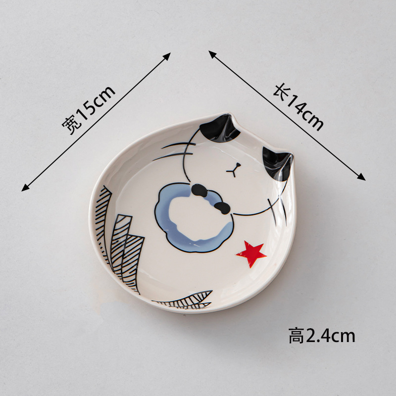 Creativo gatos de cerámica adorable modelado platos de frutas ensalada frías nueces platos cubiertos al por mayor