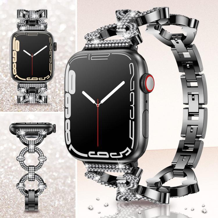 Correa de reloj de Apple con diamantes en forma de O para Apple Watch 38 - 49mm pulseras de metal de moda femenina