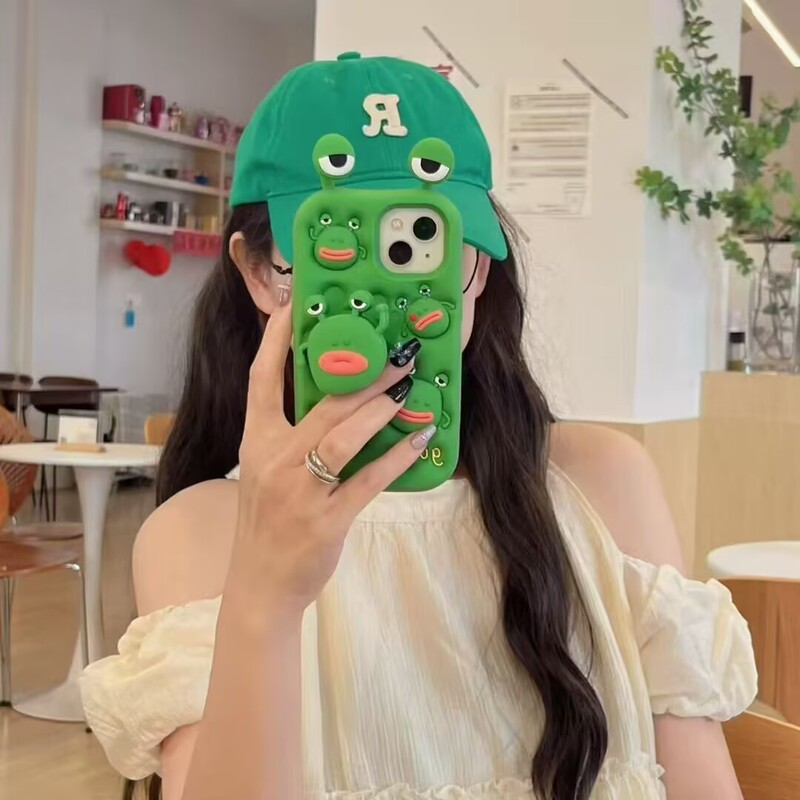 Cute Rotating Stand Sausage Mouth Frog Iphone17 Apple 16 Compatible 14/15Pro Max Phone Case 13 Cute Rotating Stand Sausage Mouth Frog Iphone17 Apple 16 Compatible 14/15Pro Max Phone Case 13