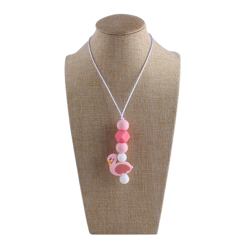 Bebé molar mordedor perlas colgante masticable colgante accesorios de ropa de los niños de dibujos animados animal colgante mordedor collar