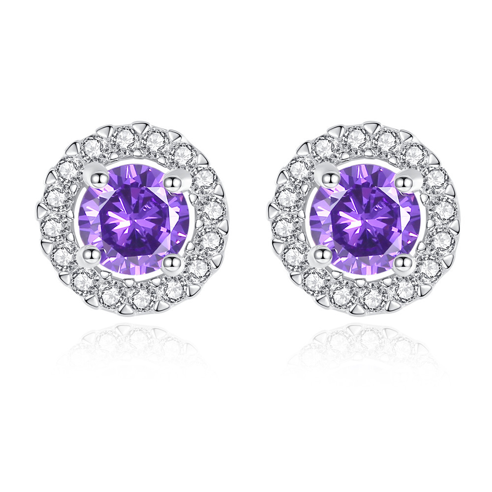 High Quality Round Zircon Inlaid Earrings display picture 1