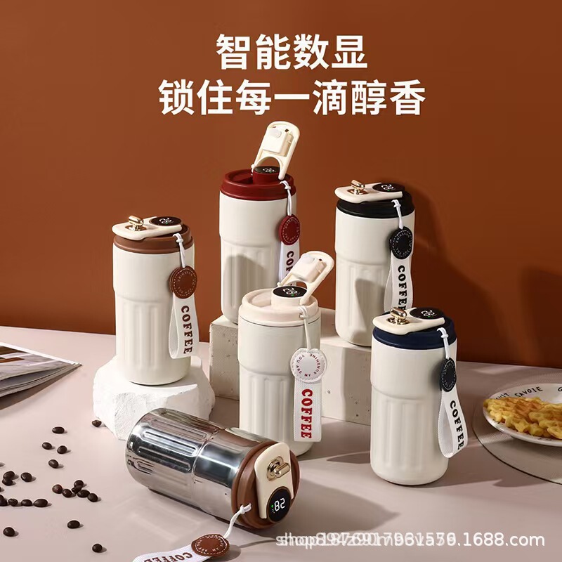 Simple Coffee Cup, Stainless Steel Smart Thermos Cup, 316 High-Quality Travel Cup, Double-Layer Water Cup, Thermal Insulation for Brewing Drinks Simple Coffee Cup, Stainless Steel Smart Thermos Cup, 316 High-Quality Travel Cup, Double-Layer Water Cup, Thermal Insulation for Brewing Drinks