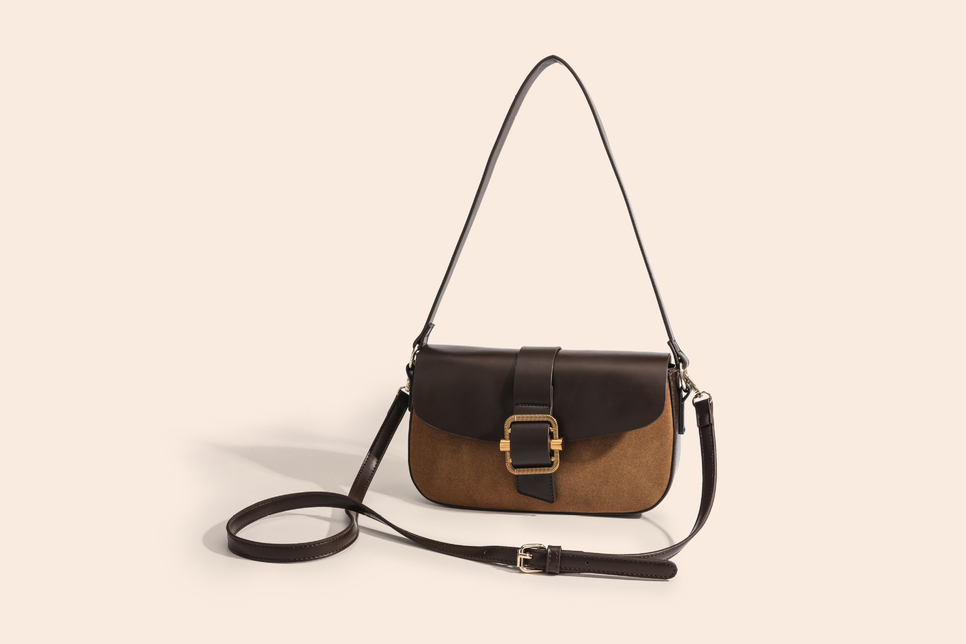 Bolsa de axila de costura mate de temperamento de alta calidad, diseño de nicho, bolso de hombro de color en contraste, bolso diagonal de viaje casual para mujer