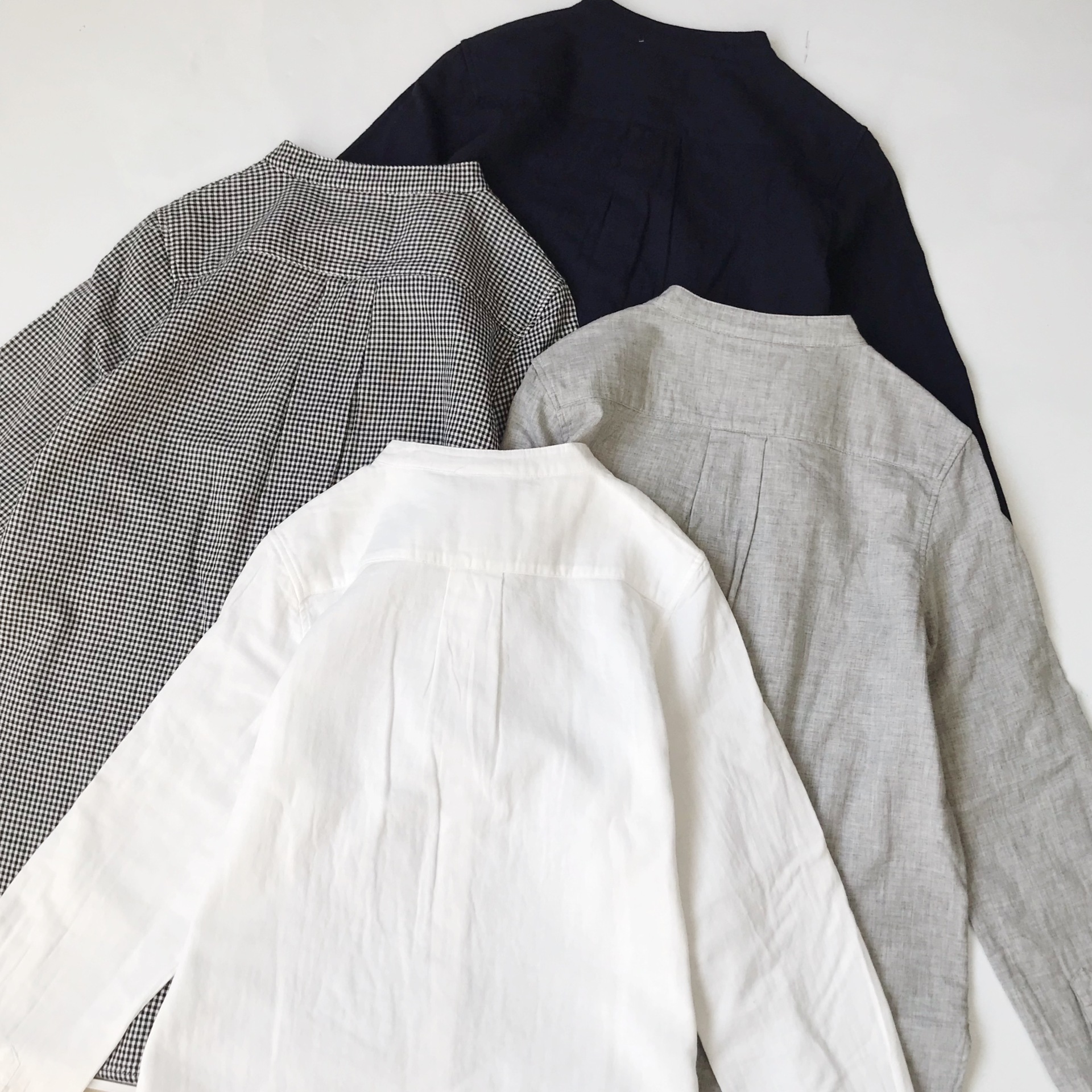 货号25A1352夏季新款日系简约刺绣小标休闲圆领长袖衬衣衬衫