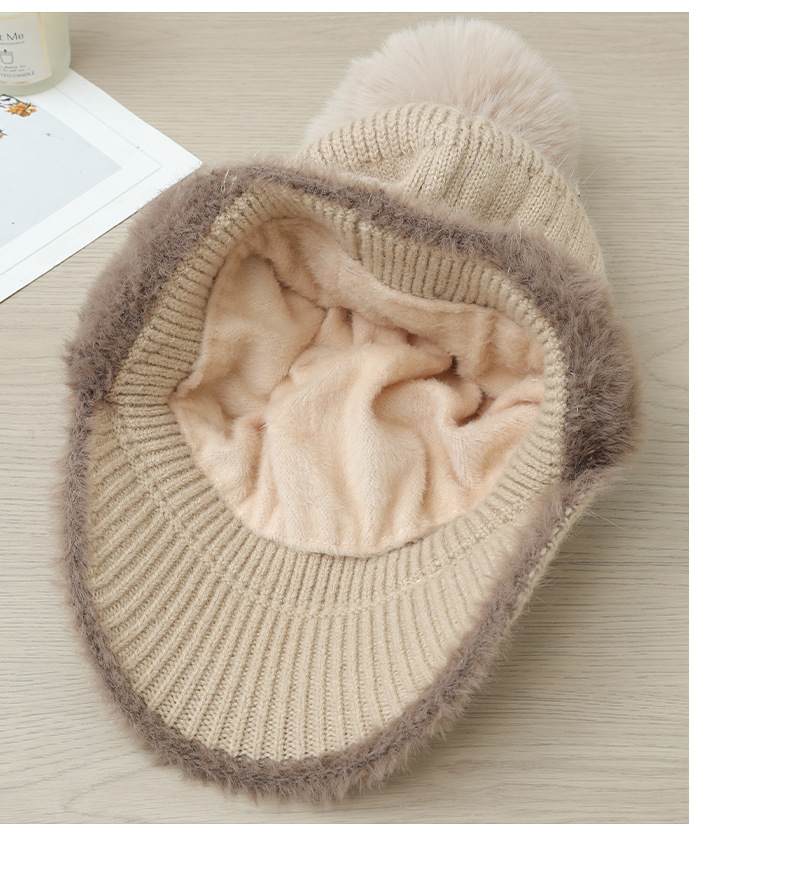 Autunno Inverno Nuovo G Label Bicolore Paraorecchie sfilacciato Esterno Foderato in pile Ispessito Antifreddo Caldo Viso-snellente Lavorato a maglia_voghion.com