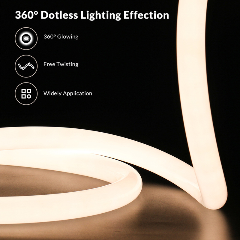 360度 发光D40幻彩暖白光圆硅胶霓虹灯条柔性led灯带可塑型防水