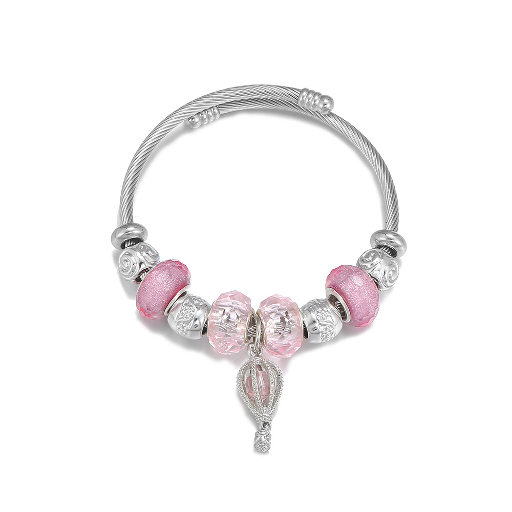 Simple Style Hot Air Balloon Heart Shape Wings Stainless Steel Alloy Inlay Resin Womenu0027S Bangle