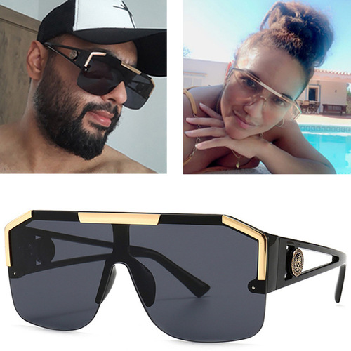 新款6922狮子头跨境 欧美复古连体片太阳镜 时尚摩登个性一体风镜