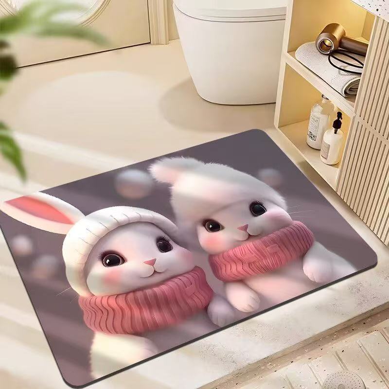 3D estereoscópico alfombra de suelo de baño inodoro puerta de absorción de agua alga de barro esterilla antideslizante inodoro doméstico puerta de entrada esterilla