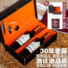 智利名庄原瓶原装进口2019年红酒佳美娜干红葡萄酒送礼皮盒双瓶装