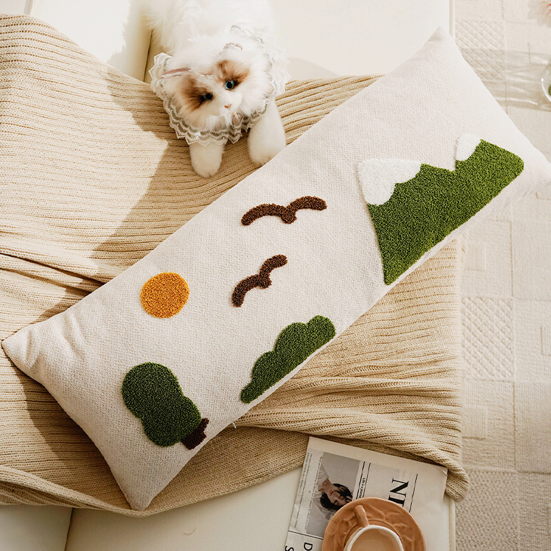 Cute de dibujos animados cachorro funda de almohada de tira larga habitación de los niños almohada larga con núcleo original simple cojín de sofá animal