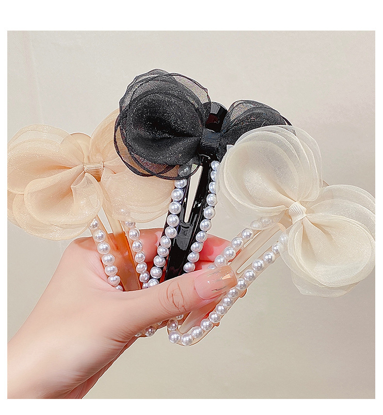 Fashion Mesh Pearl Barrettes Updo Duckbill Female Acrylic Hair Clip display picture 3