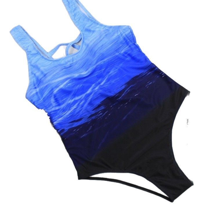 New European And American Gradient Print Bikini, Sexy Backless One-Piece Swimsuit For Women, Plus Size Swimwear_voghion.com