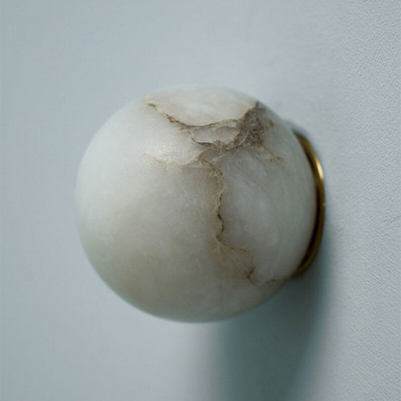 Natural Spanish Marble Staircase Wall Lamp, Spherical Lamp, Nordic Indoor Wall Lamp, Modern Minimalist Bedroom Bedside Lamp Natural Spanish Marble Staircase Wall Lamp, Spherical Lamp, Nordic Indoor Wall Lamp, Modern Minimalist Bedroom Bedside Lamp