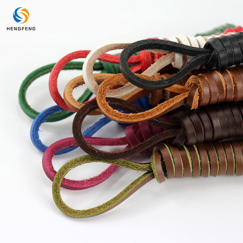 Custom Wholesale Cowhide Genuine Leather Cord Natural Raw Leather Shoelaces Square Shoelaces Leather Ballet Clogs Accessories Shoe Decorations