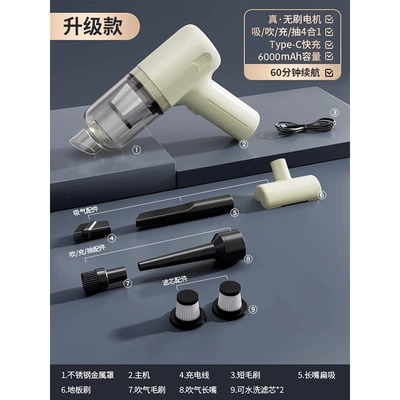 Tozsoranlar: portable, suitable for home and car - off-white-brushless-upgraded-model-metal-mesh-cover2-filter-elements4-in-1-functions-suction-blowing-charging-and-pumpingfast-charging